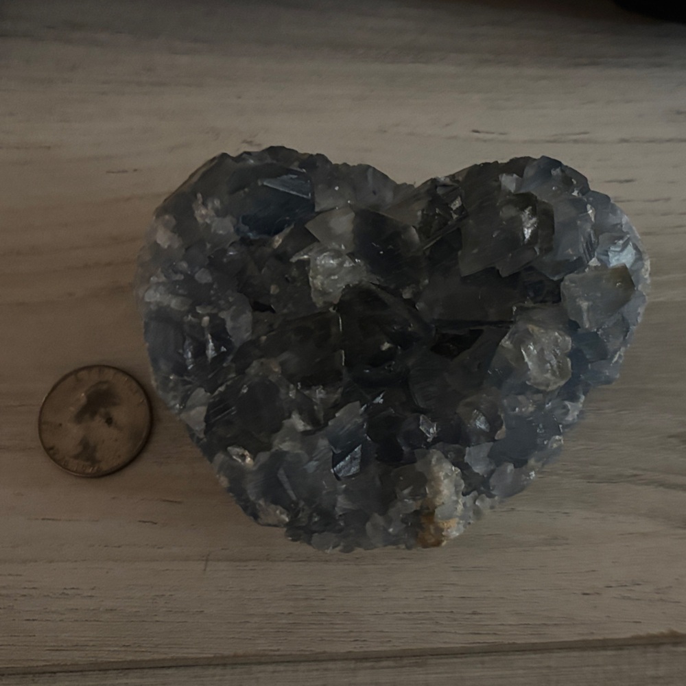 Heart shaped genuine Celestite geode